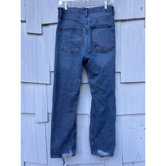 Agolde 90s Mid Rise Loose Fit Straight Leg Distressed Jeans Cotton Denim Size 25 - Picture 7 of 11